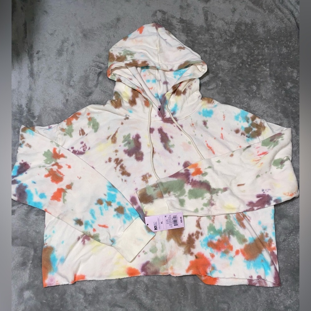 Colorful Tie-Dye Cropped Hoodie NWT